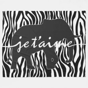Je taime Zebra Streifen Muster mit Elephant Fleecedecke