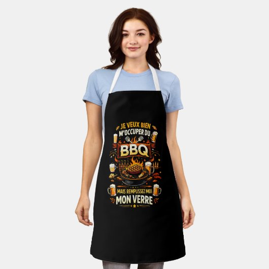 Je Veux Bien M'Occuper Du BBQ Homme Humour Schürze (Getragen)