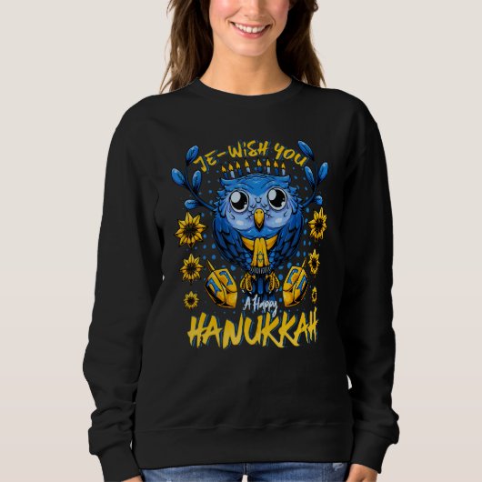 Je wünscht dir ein glückliches Hanukkah Menorah Ow Sweatshirt (Vorderseite)