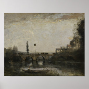 Jean-Baptiste-Camille Corot - Landschaft mit Brück Poster