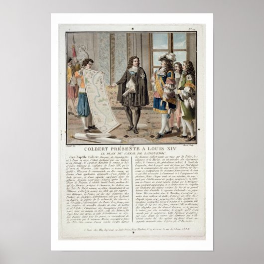 Jean Baptiste Colbert (1619-83) stellt die Karte v Poster (Vorne)