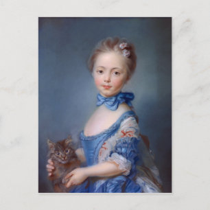 Jean-Baptiste Perronneau: Mädchen mit Kätzchen Postkarte