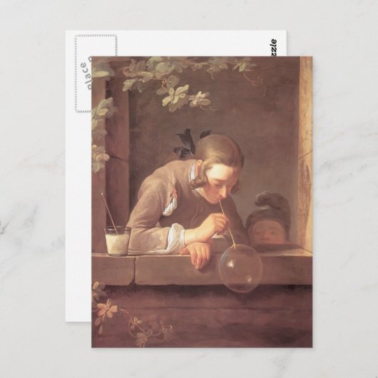 Jean-Baptiste-Simeon Chardin- Seifenblasen Postkarte (Vorne/Hinten)