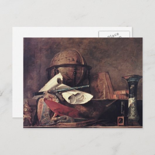 Jean Chardin - Die Attribute der Wissenschaften Postkarte (Vorne/Hinten)