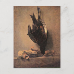 Jean Chardin - Stillleben mit Totem Fasan und H Postkarte