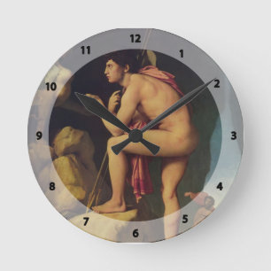 Jean Dominique Ingres- Ödipus und die Sphinx Runde Wanduhr