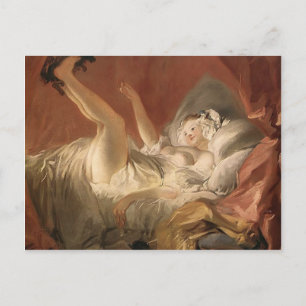 Jean Fragonard - Junge Frau spielt mit einem Hund Postkarte