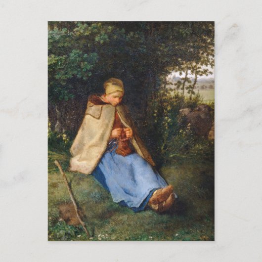Jean-Francois Millet - Das Knitter Postkarte (Vorderseite)