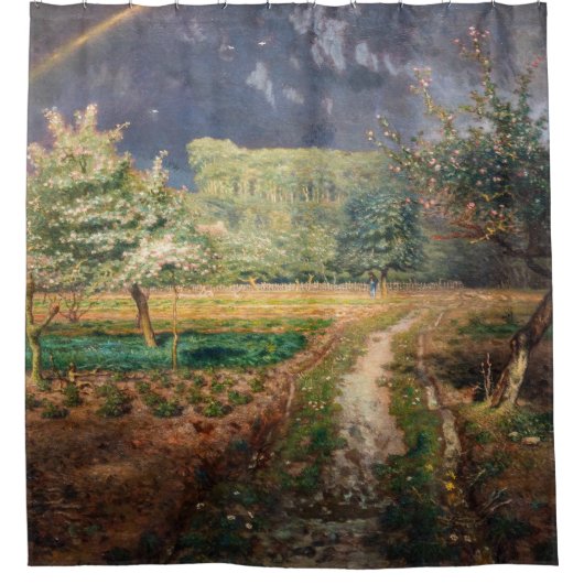 Jean-Francois Millet - Frühjahr in Barbizon Duschvorhang (Vorderseite)