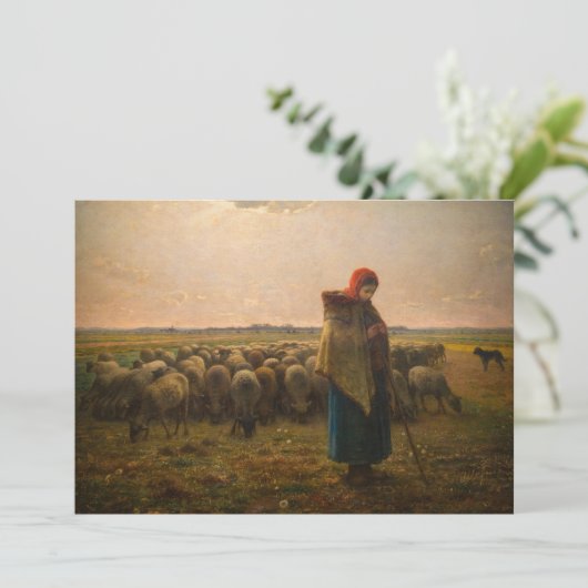 Jean-Francois Millet - Hirdess and Flock 1863 Einladung (Stehend Vorderseite)