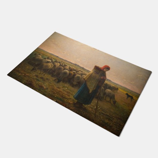 Jean-Francois Millet - Hirdess and Flock 1863 Fußmatte (Schrägansicht)