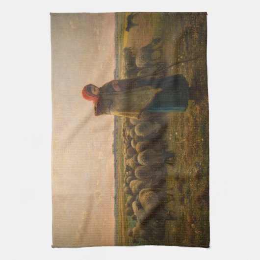 Jean-Francois Millet - Hirdess and Flock 1863 Geschirrtuch (Vertikal)