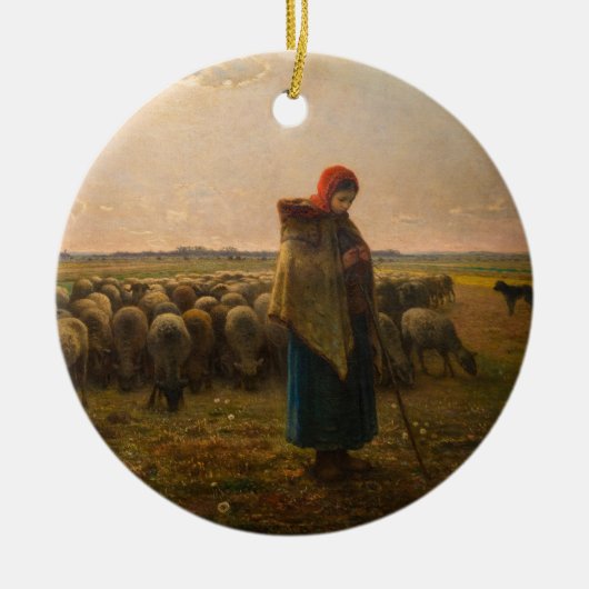 Jean-Francois Millet - Hirdess and Flock 1863 Keramik Ornament (Vorne)