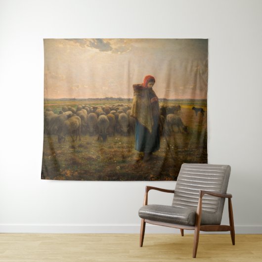 Jean-Francois Millet - Hirdess and Flock 1863 Wandteppich (Beispiel (Horizontal))
