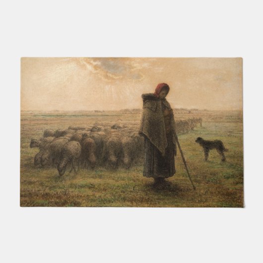 Jean-Francois Millet - Hirdess and Flock 1865 Fußmatte (Vorderseite)