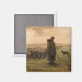 Jean-Francois Millet - Hirdess and Flock 1865 Magnet (Vorderseite/Rückseite)