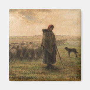 Jean-Francois Millet - Hirdess and Flock 1865 Magnet