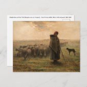 Jean-Francois Millet - Hirdess and Flock 1865 Postkarte (Vorne/Hinten)
