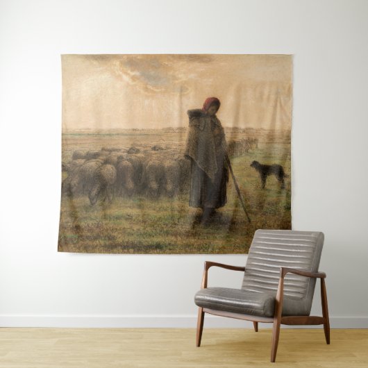 Jean-Francois Millet - Hirdess and Flock 1865 Wandteppich (Beispiel (Horizontal))