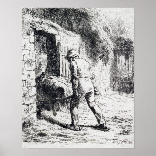 Jean-François Millet Man mit einem Rollkarren Poster (Vorne)