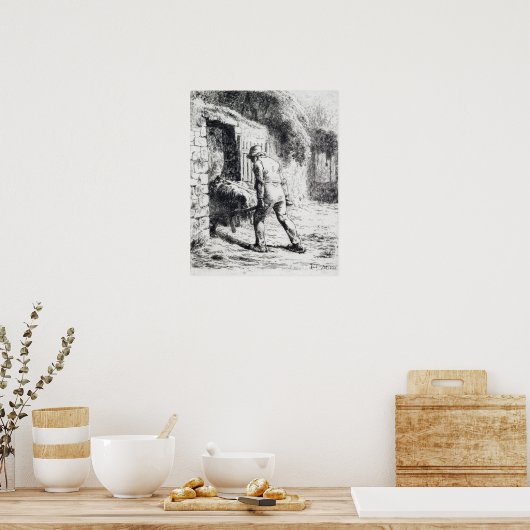 Jean-François Millet Man mit einem Rollkarren Poster (Küche)