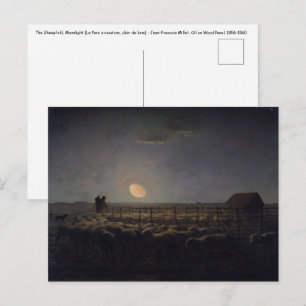 Jean-Francois Millet - Schafstall, Mondlicht 1860 Postkarte