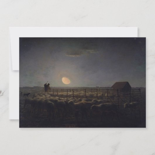 Jean-Francois Millet - Sheepfold, Mondlicht 1860 Dankeskarte (Vorderseite)