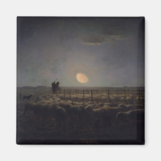 Jean-Francois Millet - Sheepfold, Mondlicht 1860 Magnet (Vorne)