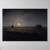 Jean-Francois Millet - Sheepfold, Mondlicht 1860 Poster (Vorne)
