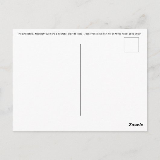 Jean-Francois Millet - Sheepfold, Mondlicht 1860 Postkarte (Rückseite)