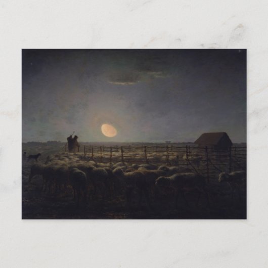 Jean-Francois Millet - Sheepfold, Mondlicht 1860 Postkarte (Vorderseite)