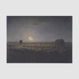 Jean-Francois Millet - Sheepfold, Mondlicht 1860 Seidenpapier