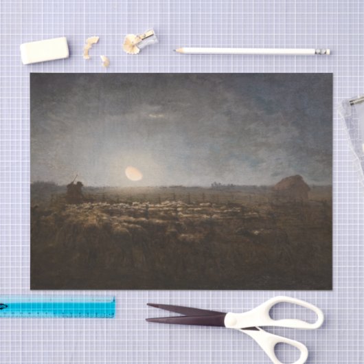 Jean-Francois Millet - Sheepfold, Mondlicht 1872 Seidenpapier (Handwerk)