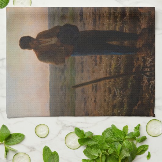 Jean-Francois Millet - The Angelus Geschirrtuch (Gefaltet)