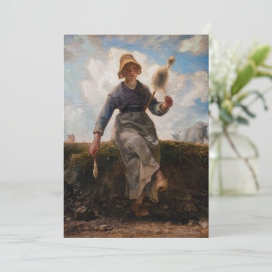 Jean-Francois Millet - The Spinner Girl Dankeskarte (Stehend Vorderseite)