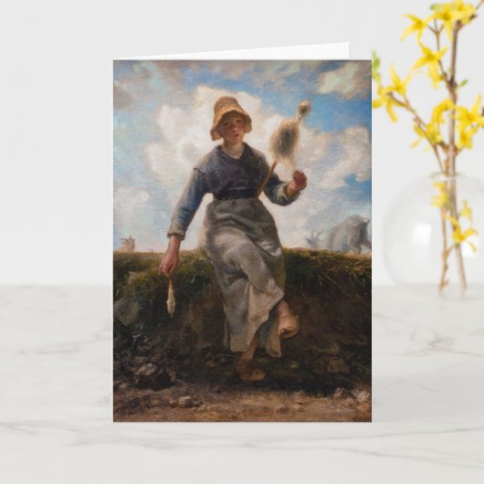 Jean-Francois Millet - The Spinner Girl Karte (Gelbe Blume)