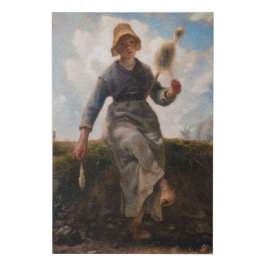 Jean-Francois Millet - The Spinner Girl Künstlicher Leinwanddruck