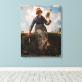Jean-Francois Millet - The Spinner Girl Leinwanddruck (Insitu (Holzboden))