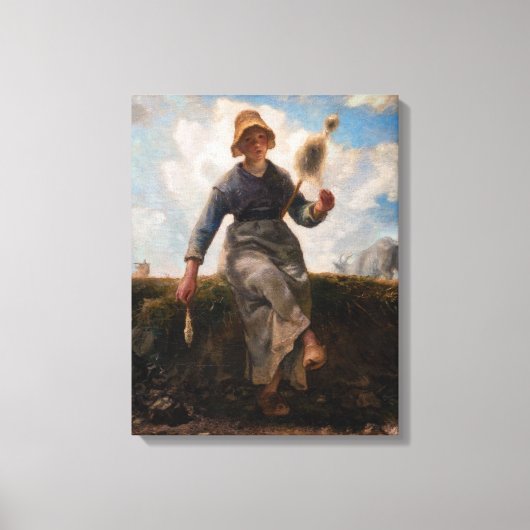 Jean-Francois Millet - The Spinner Girl Leinwanddruck (Vorderseite)