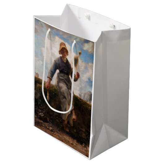 Jean-Francois Millet - The Spinner Girl Mittlere Geschenktüte (Vorderseite Schrägansicht)