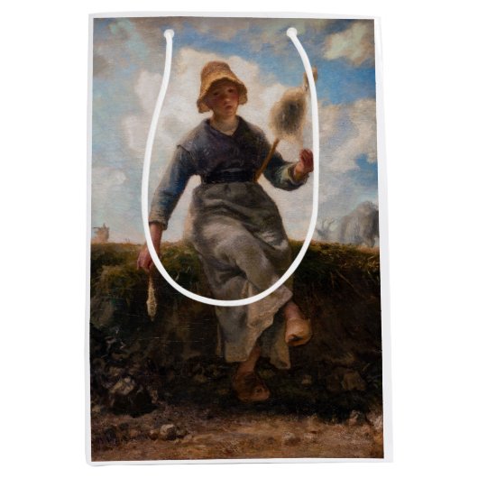Jean-Francois Millet - The Spinner Girl Mittlere Geschenktüte (Vorderseite)