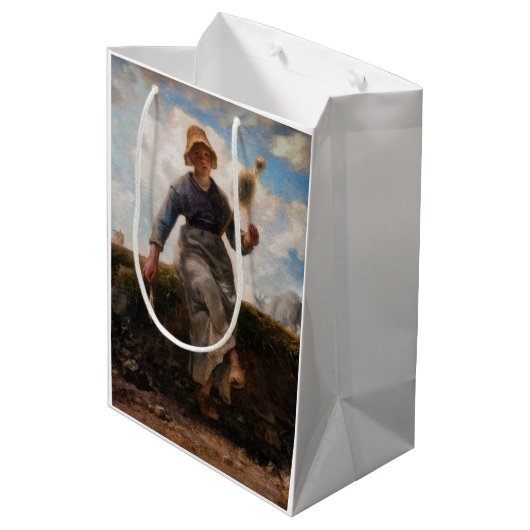 Jean-Francois Millet - The Spinner Girl Mittlere Geschenktüte (Rückseite Schrägansicht)