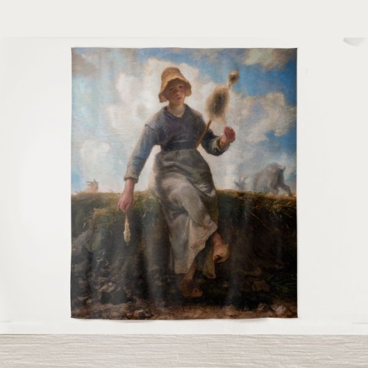 Jean-Francois Millet - The Spinner Girl Wandteppich (Vorderseite)