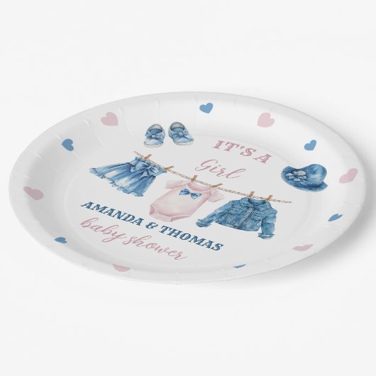 Jean Girl Baby Shower Pappteller (Schrägansicht)