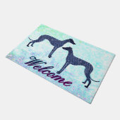 Jean Greyhounds Willkommen Fußmatte (Schrägansicht)