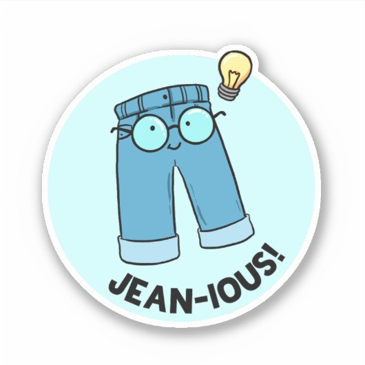 Jean-ious Denim Pants Pun Die-Cut Sticker (Vorderseite)