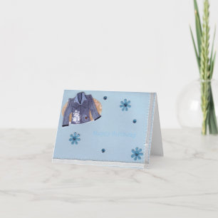 Jean Jacket Birthday Girly Card Karte