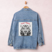 JEAN JACKET INDIVIDUELLE NAME BLACK AND WHITE TIGE JEANSJACKE (Hangar)