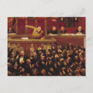 Jean Jaures spricht vor dem Gericht Postkarte