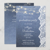 Jean Lace & String Lights Graduation Party Einladung (Vorne/Hinten)